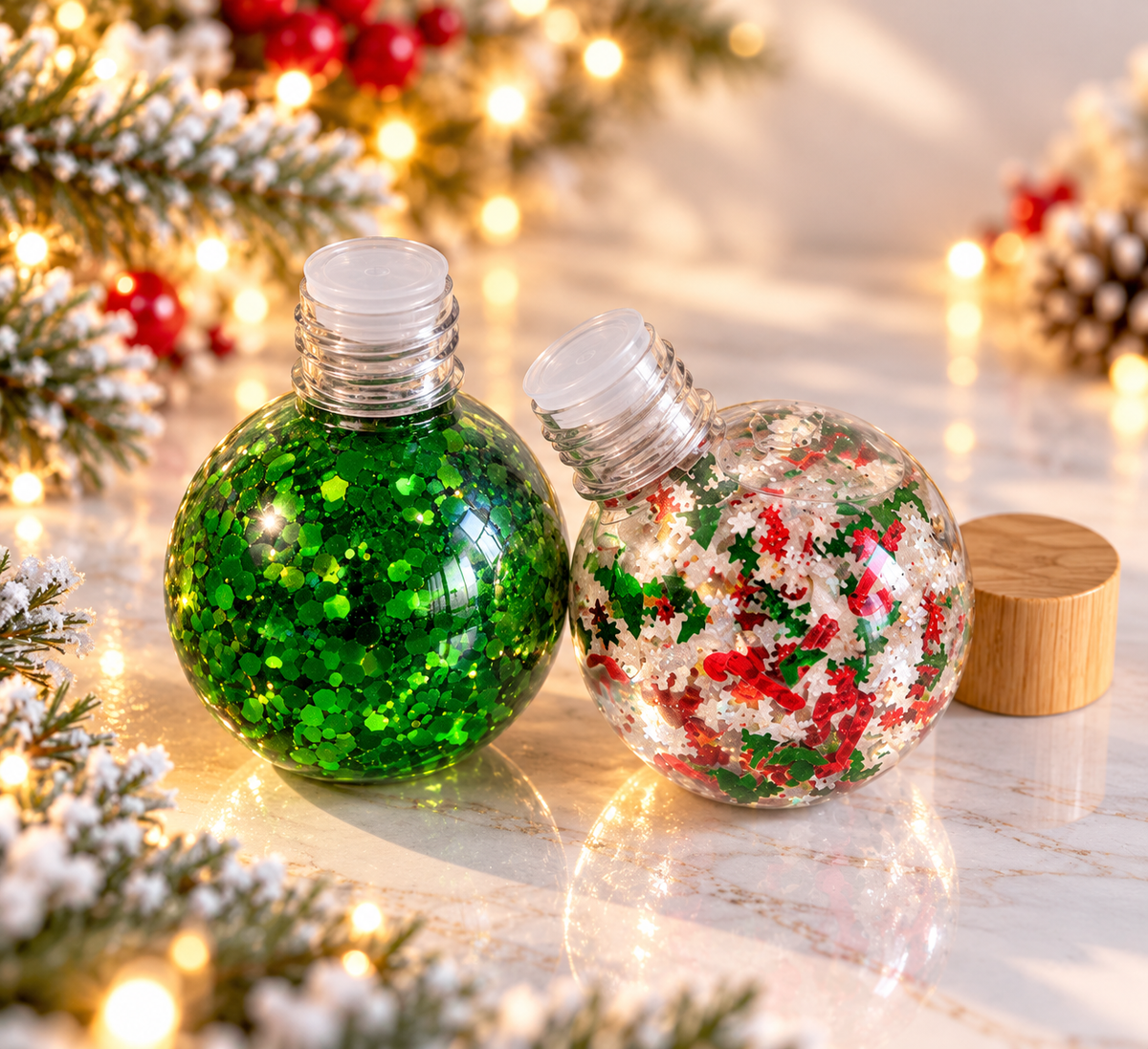 Bouteille sensorielle : Boules de Noël