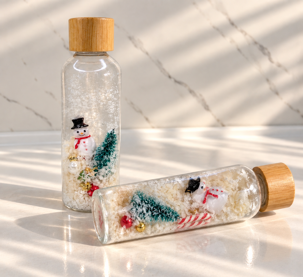 Bouteille sensorielle : Flocons de Noël