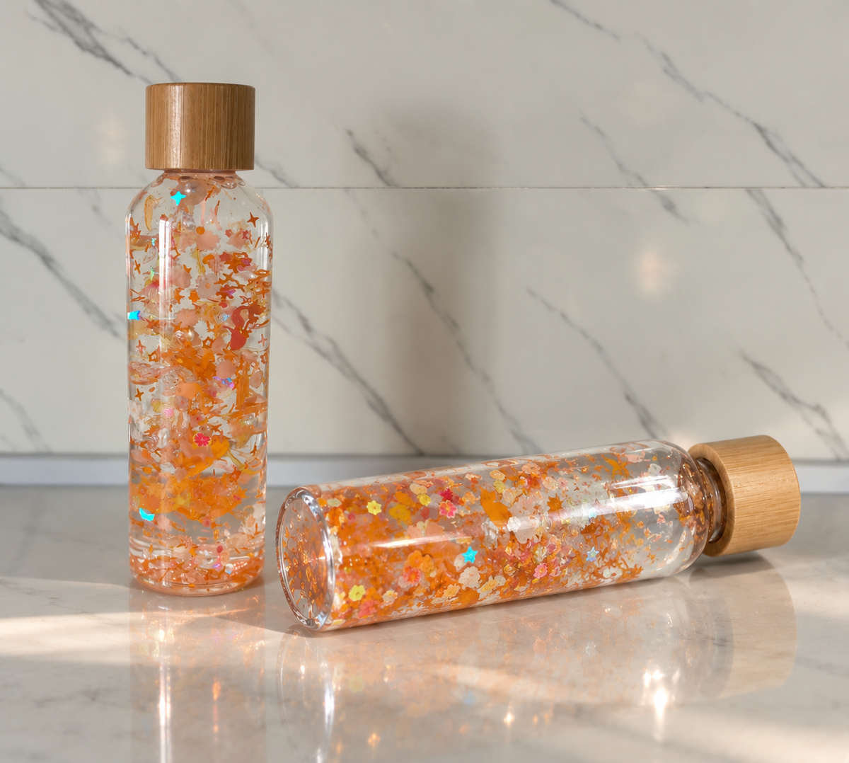 Bouteille sensorielle :Éclat féerique orange
