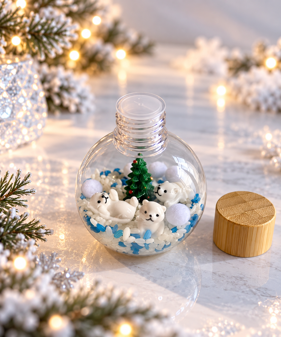 Bouteille sensorielle : Boule de Noël Ourson