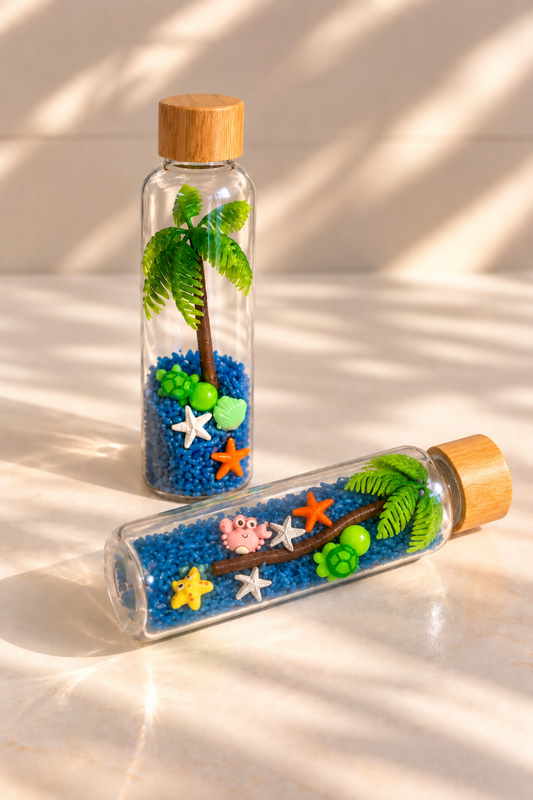 Bouteille sensorielle : Plage bleu
